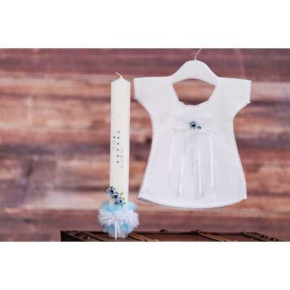 Komplet krstna oglata sveča + krstna srajčka